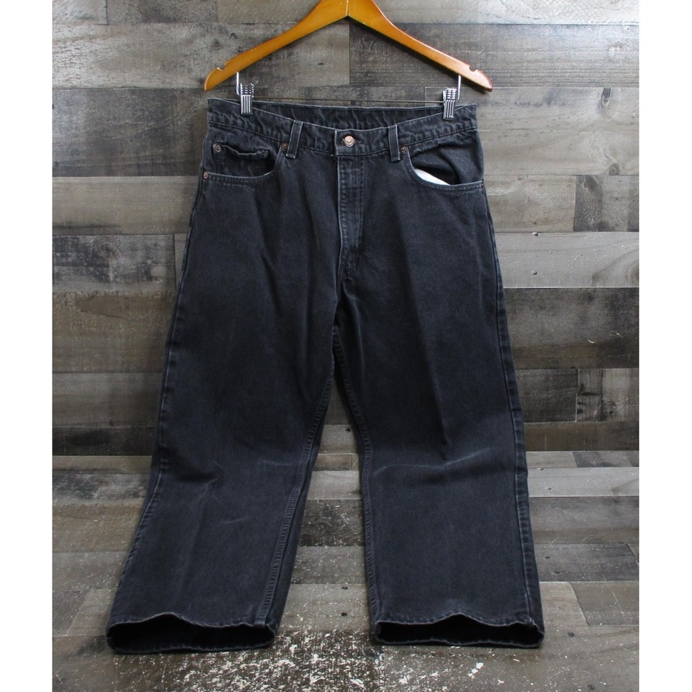 VINTAGE Levis 550 Jeans Mens 36x34 Black Relaxed Fit Tapered Leg Made USA 90s